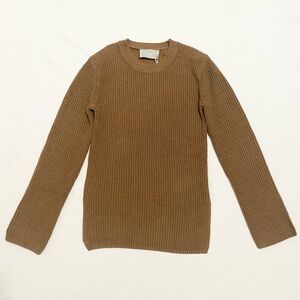 Everlane The Organic Cotton Slim Crew Sweater Toasted Coconut Brown